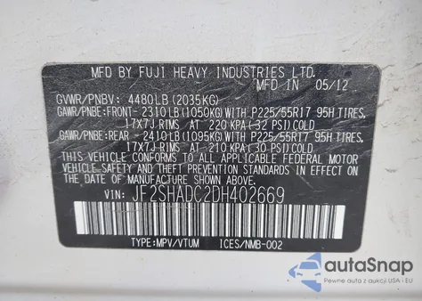 2013 Subaru Forester 2.5X Premium z USA, uszkodzony, nr VIN JF2SHADC2DH402669